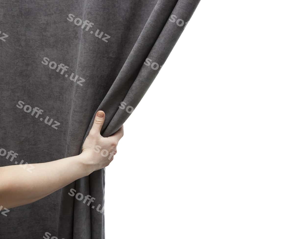 Ayol qo'l ochiq kulrang parda | Womans hand open gray curtain 1