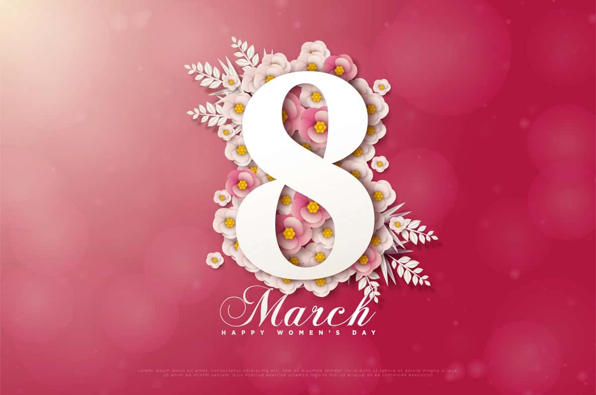 Raqamli gullar bilan 8 mart kartasi | March 8th card with numbers flowers 1