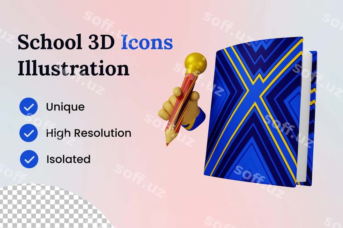 Yozish 3d ikon illustratsiyasi | Writing 3d icon illustration 1