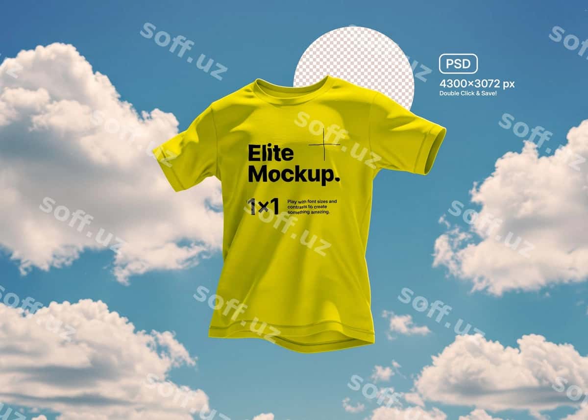 Sariq futbolka namunasi | Yellow tshirt mockup 1