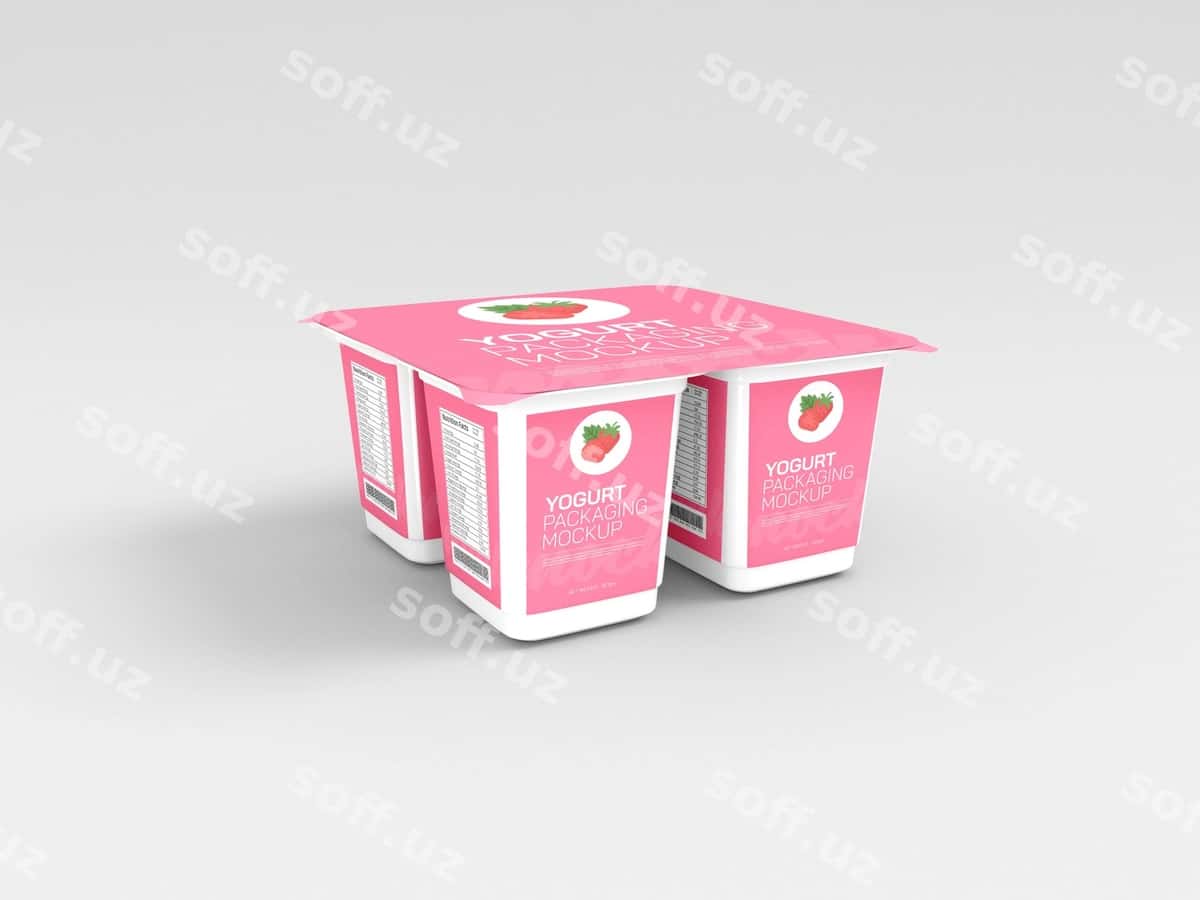Yogurtni qopliq mockupi | Yogurt cup packaging mockup 1