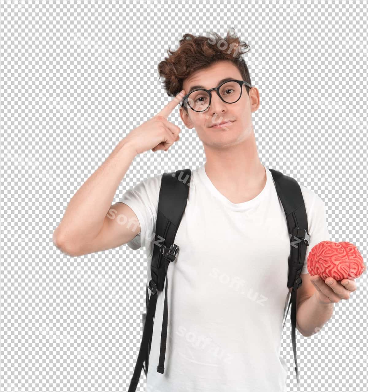 O'yinchoq miyani ushlab turgan yosh talaba | Young student holding toy brain 1