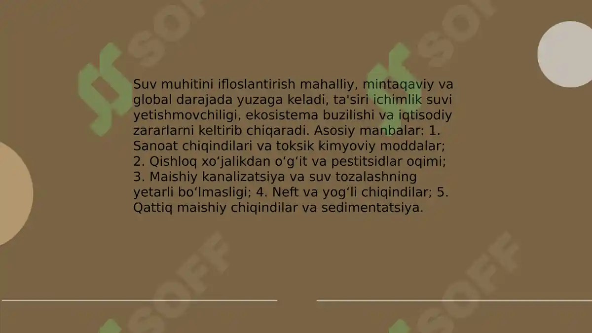Atrof muhit ifloslanishi ko'lami va manbalari 4