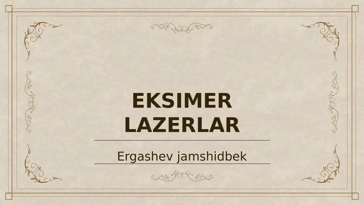 Eksimer Lazerlar