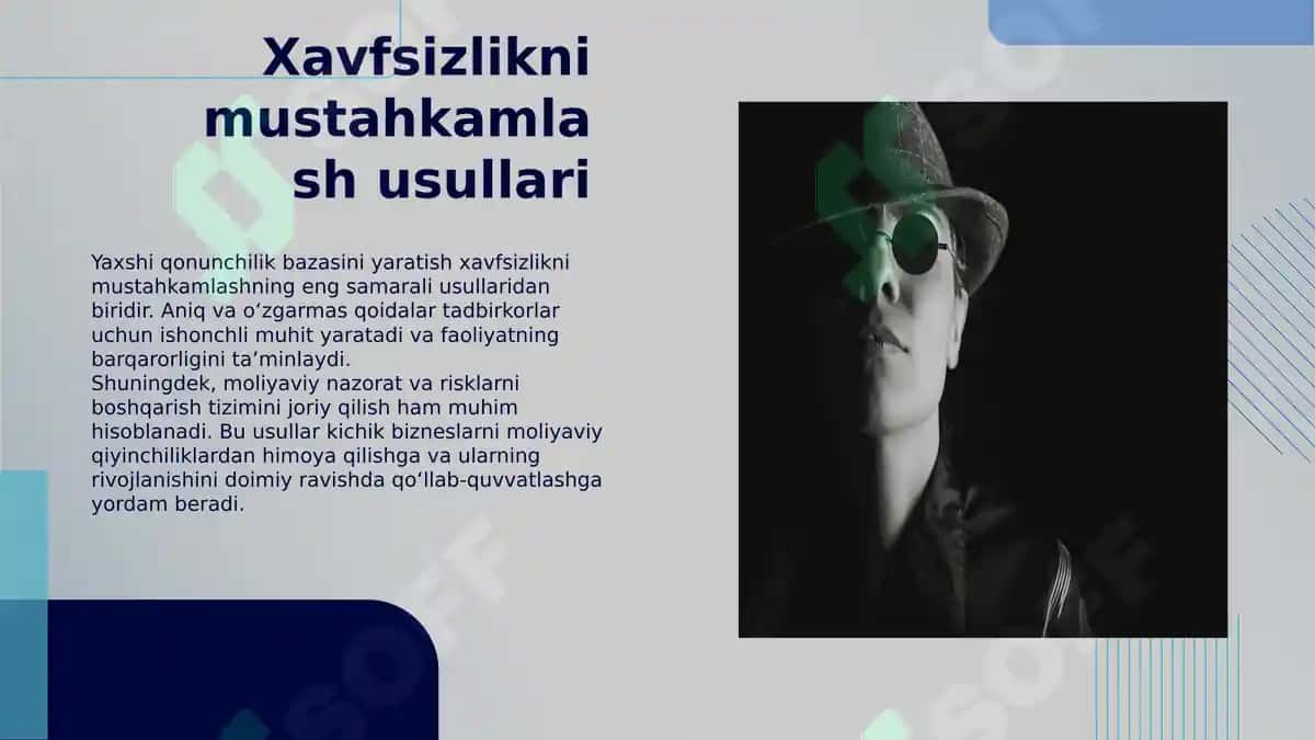 Kichik biznes va tadbirkorlik faoliyatini rivojlantirishning iqtisodiy va ijtimoiy xavfsizlikni ta'minlashdagi ahamiyati 7