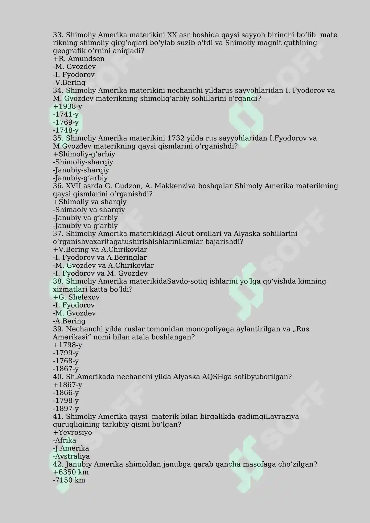 Materiklar va Okeanlar Tabiiy Geografiyasi Fanidan Test Savollari 4