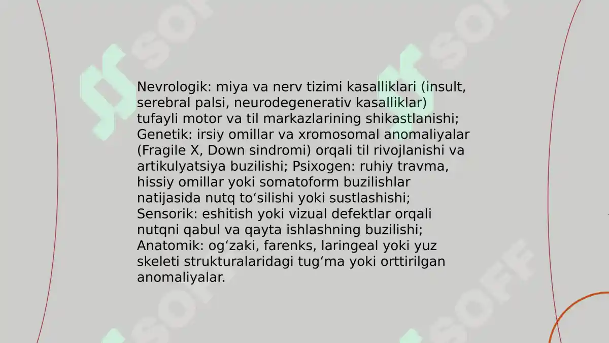 Nutq buzilishlarini tasniflash 4