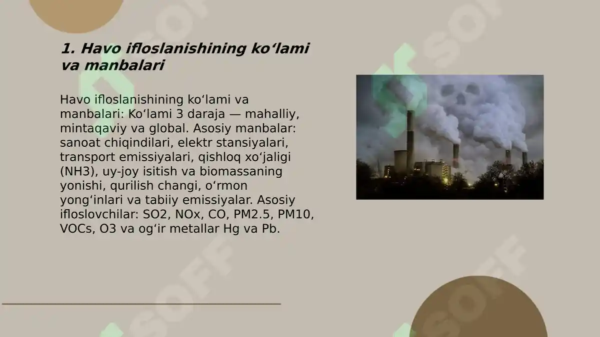 Atrof muhit ifloslanishi ko'lami va manbalari 3