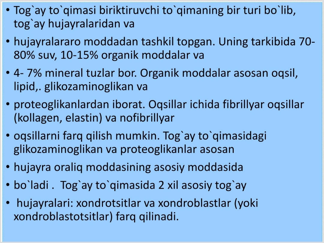 Suyak va tog'ay to'qimasi gistalogiyasi