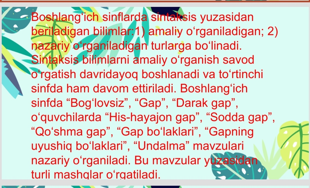So’z birikmasi va gap ustida ishlash.