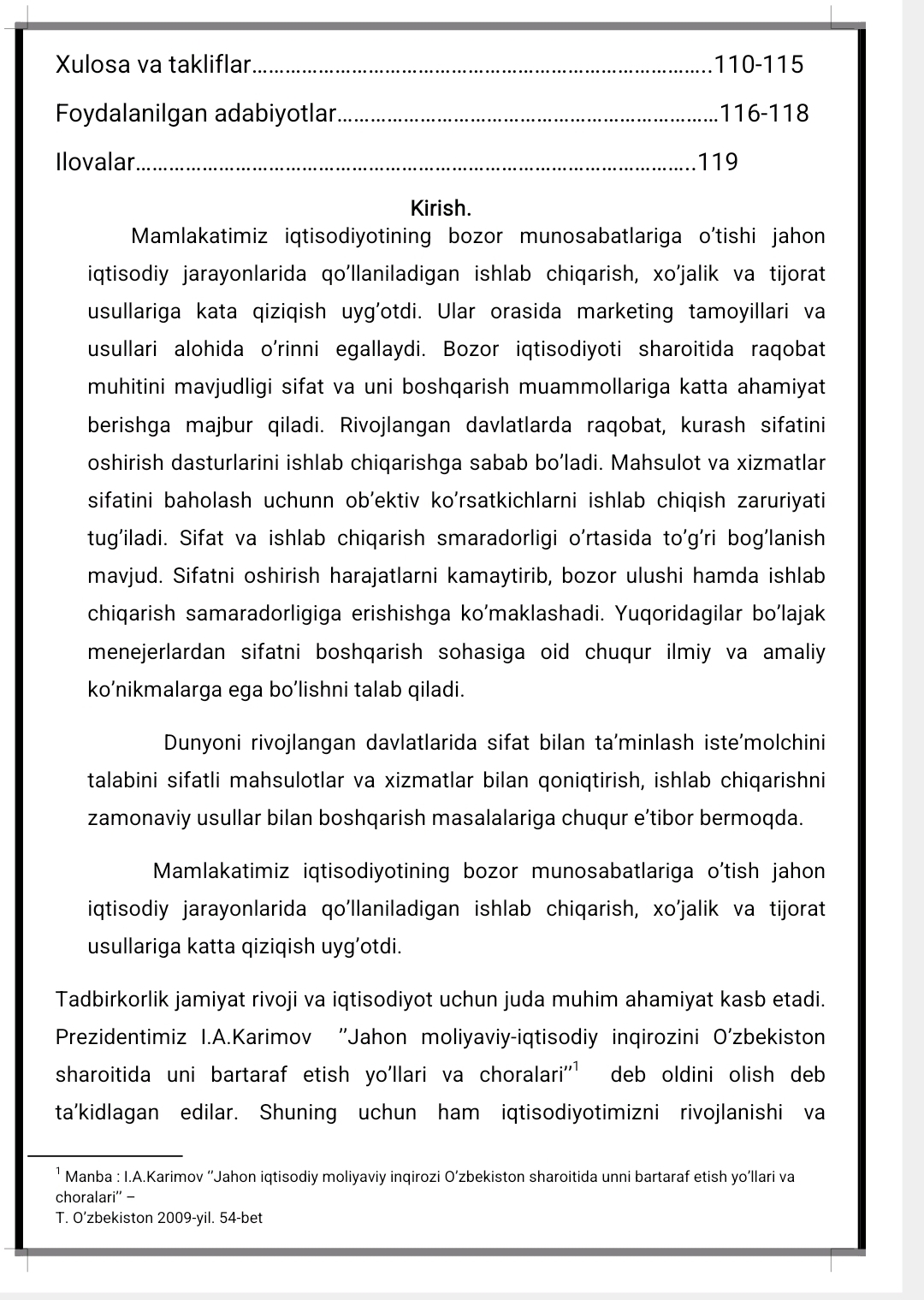 Ishlab chiqarish korxonalarida sifatni boshqarish tizimini takomillashtirish  BITIRUV MALAKAVIY ISHI  mavzusidan bitiruv malakaviy ish