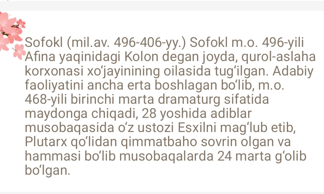 Tragediya janri. Esxil, Sofokl, Yevripid