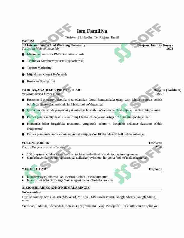 Resume, CV shablon