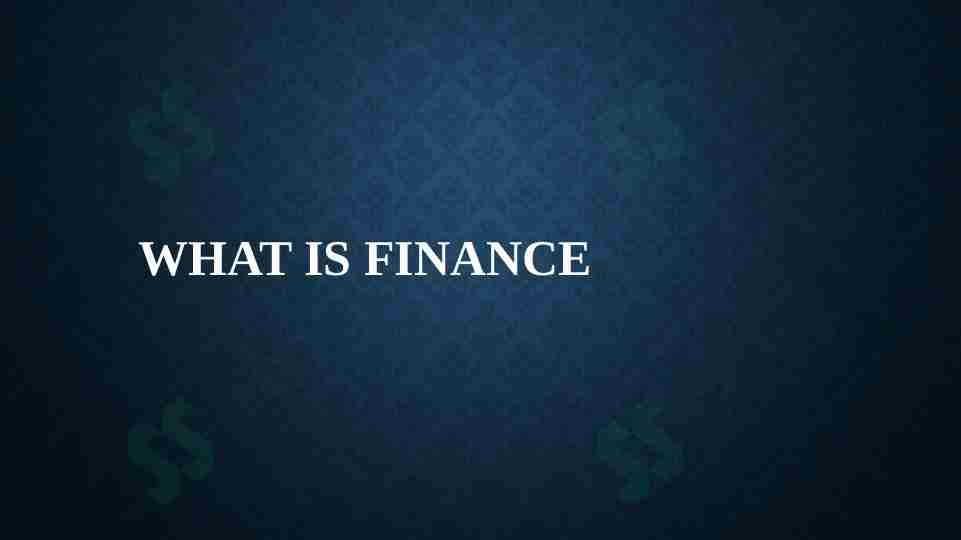 What is Finance