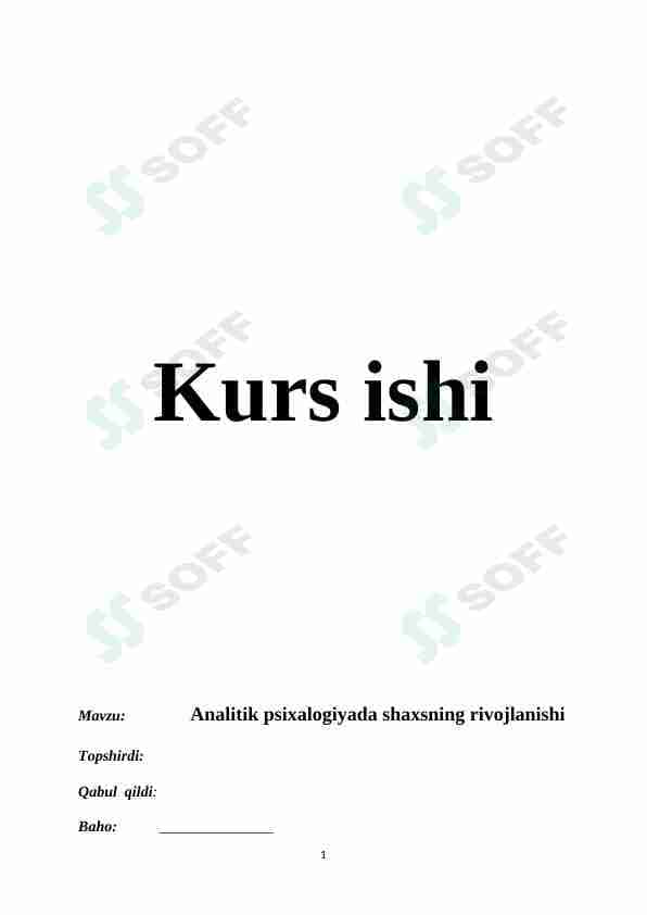 Analitik psixalogiyada shaxsning rivojlanishi