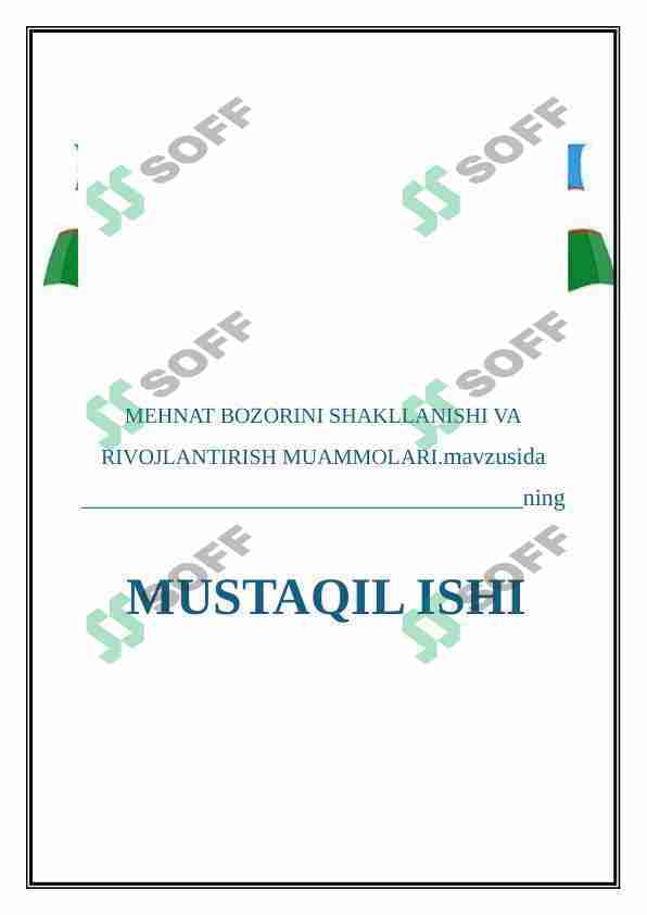 MEHNAT BOZORINI SHAKLLANISHI VA RIVOJLANTIRISH MUAMMOLARI.