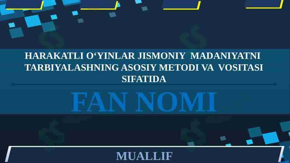 Harakatli o‘yinlar jismoniy  madaniyatni  tarbiyalashning asosiy metodi va  vositasi sifatida