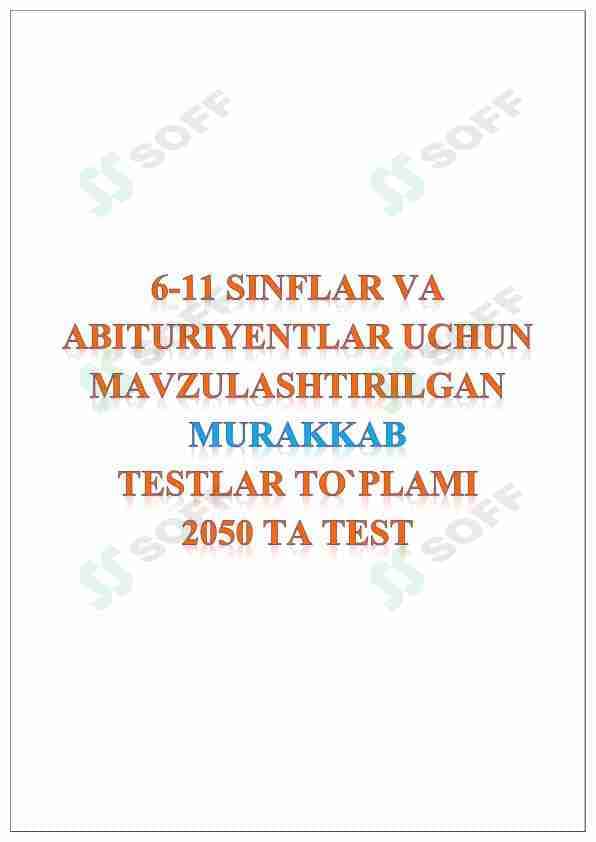 Matematika fanidan murakkab 2050 ta testlar / Abituriyentlar uchun