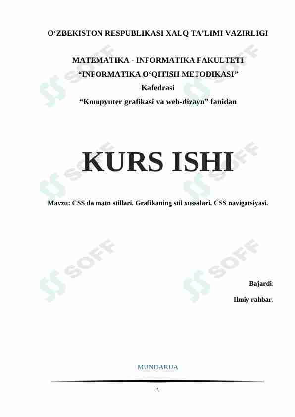 CSS da matn stillari. Grafikaning stil xossalari. CSS navigatsiyasi