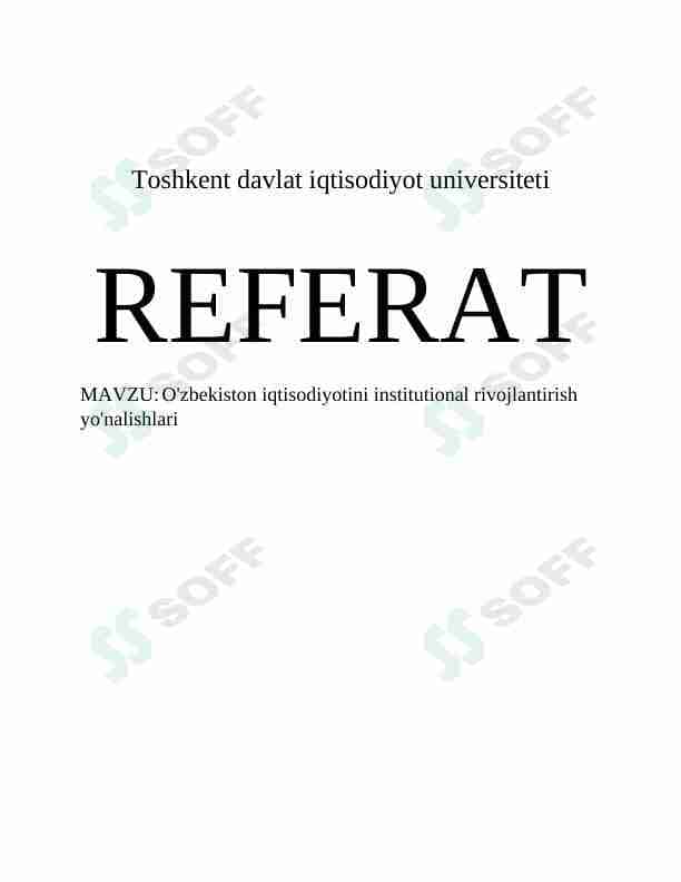 O'zbekiston iqtisodiyotini institutional rivojlantirish yo'nalishlari