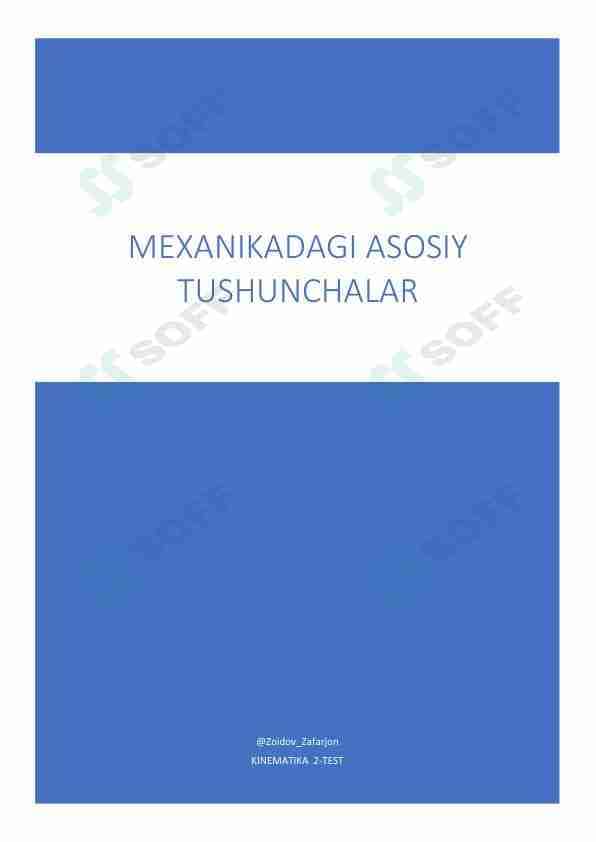 Mexanikadagi asosiy tushunchalar || KINEMATIKA || 2-TEST