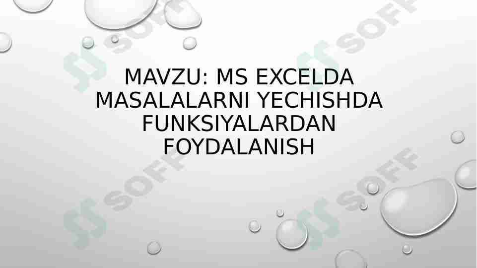 Excelda funksiyalar