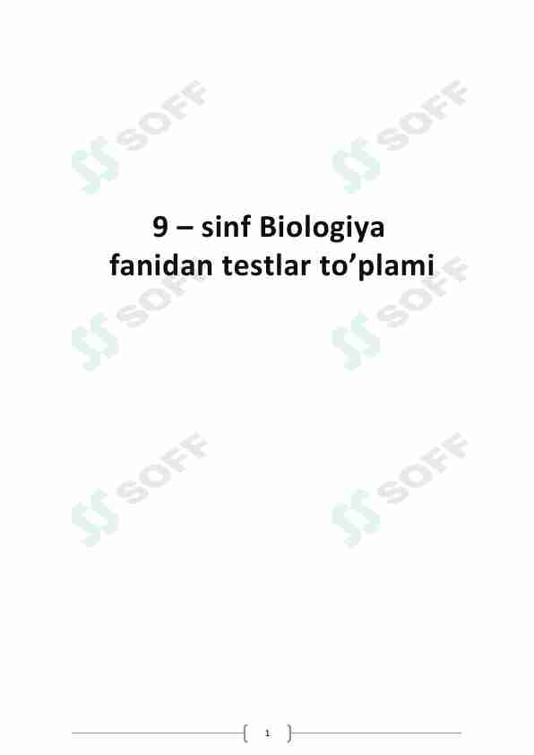 Biologiya fanidan mavzulashtirilgan testlar