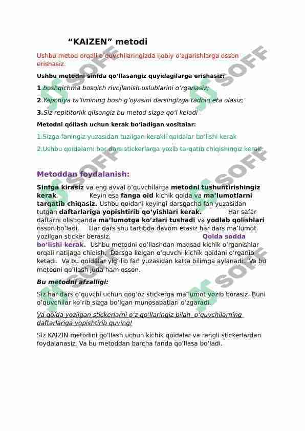 KAIZIN METODI PEDAGOGLAR UCHUN