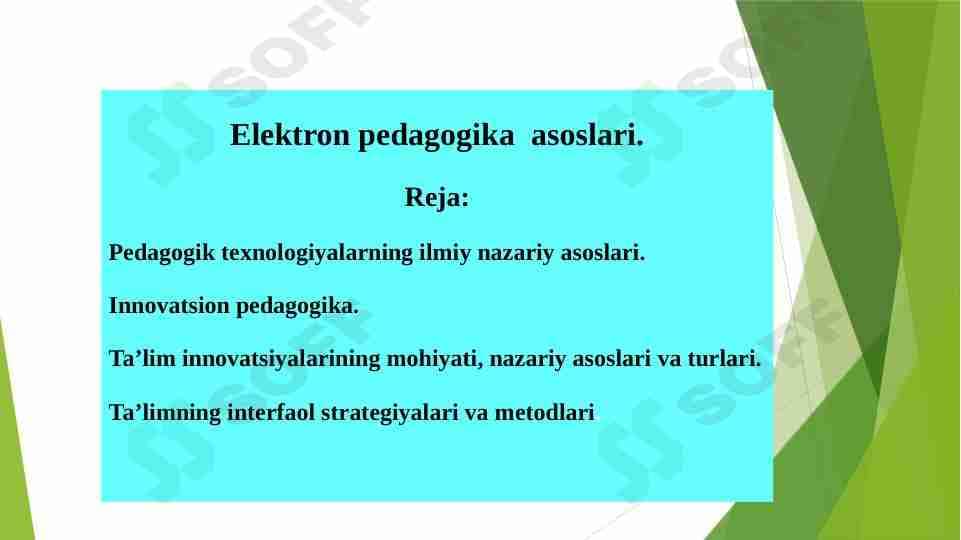 Elektron pedagogika  asoslari.