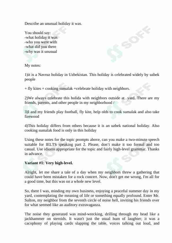 Ingliz tili Speaking part 2 Topic
