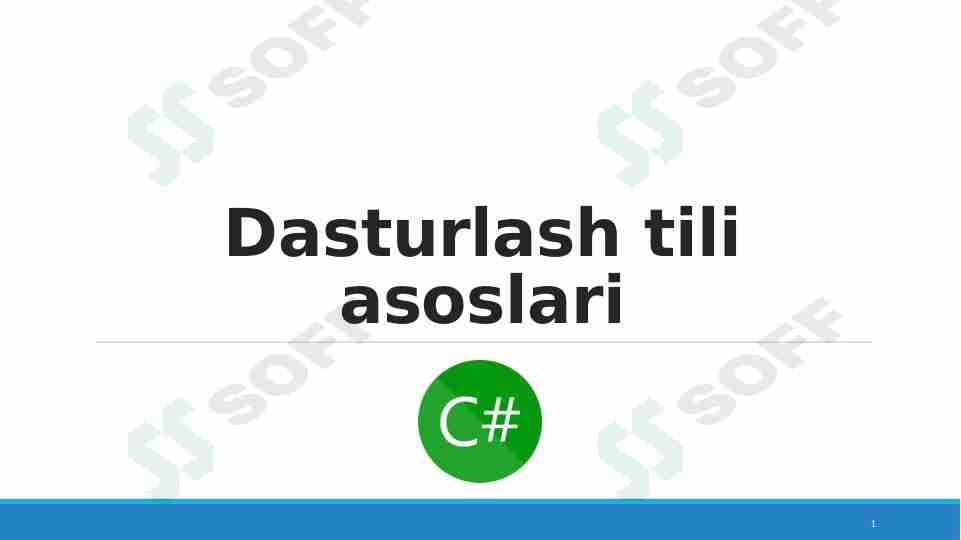 Dasturlash tili asoslari C#
