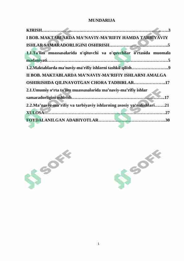 Maktabda ma’naviy va ma’rifiy ishlarni tashkil qilish metodikasi