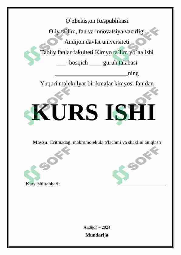 Eritmadagi maromolekula o'lchami va shaklini aniqlash
