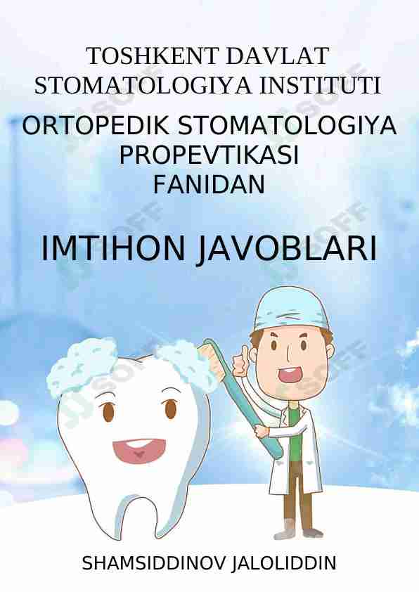 Ortopedik stomatologiya propedivtikasiga oid qo'llanma!