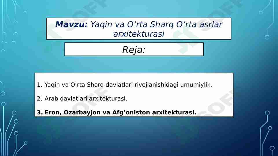 Yaqin va O’rta Sharq O’rta asrlar arxitekturasi.