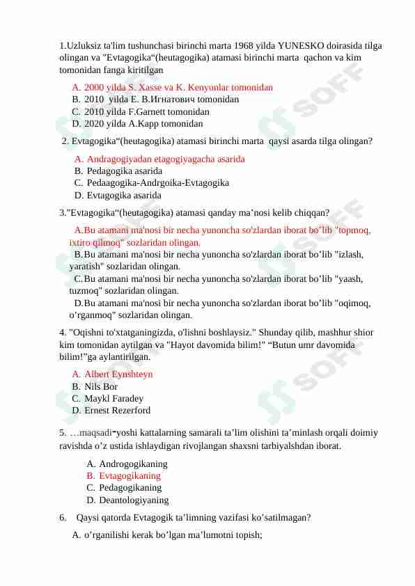 Pedagogikdan test
