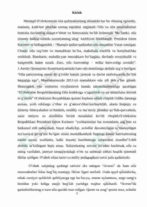 Sog’lom avlod mustahkam jamiyat asosi