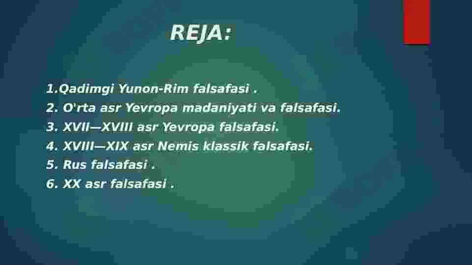 Falsafa taraqqiyot bosqichlari.