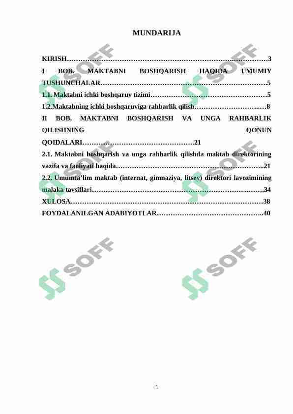 Maktabni boshqarishda maktab direktorining vazifalari