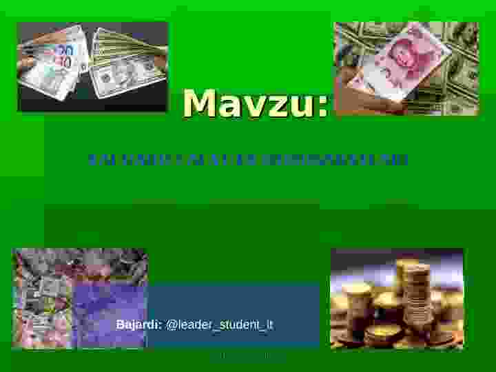 XALQARO VALYUTA MUNOSABATLARI