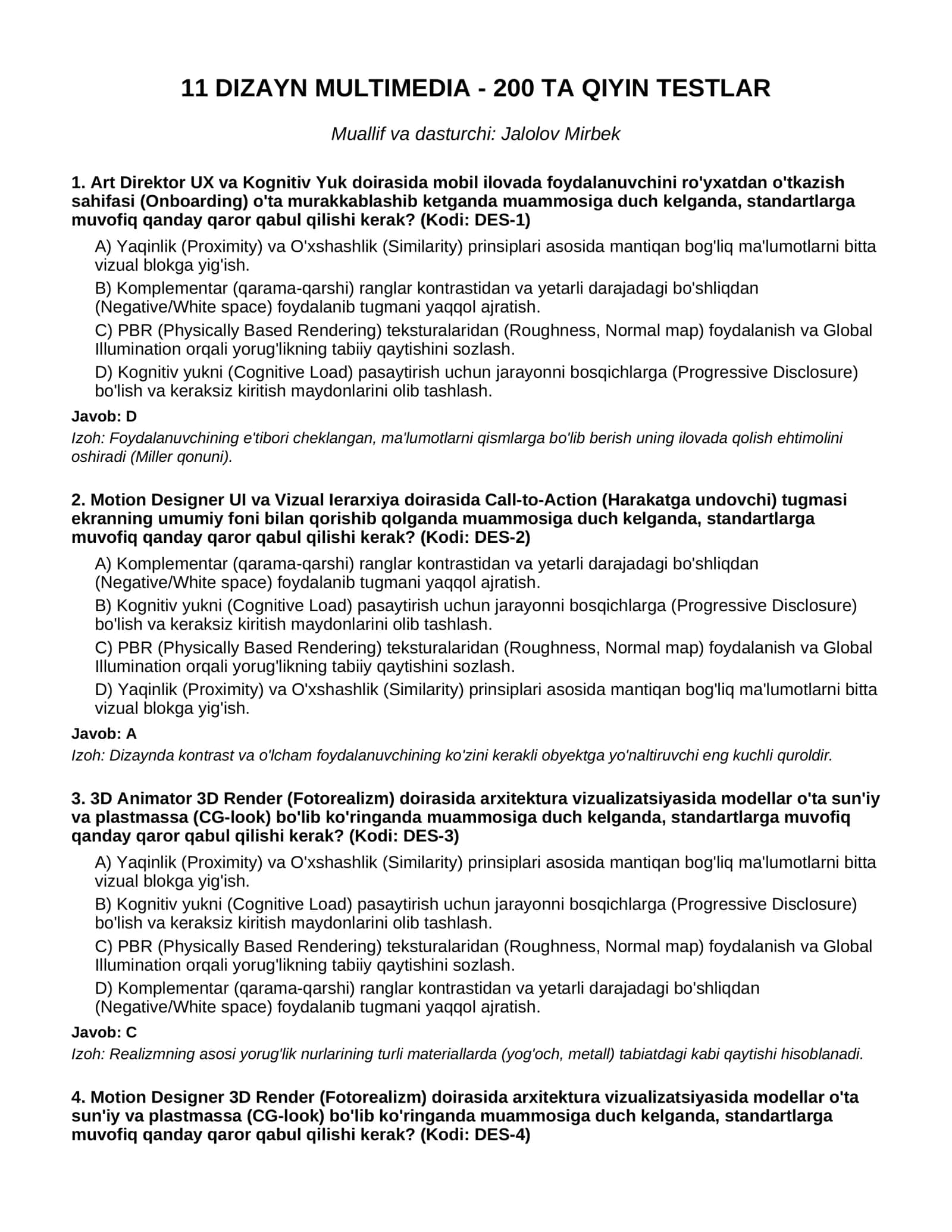 11 DIZAYN MULTIMEDIA - 200 TA QIYIN TESTLAR