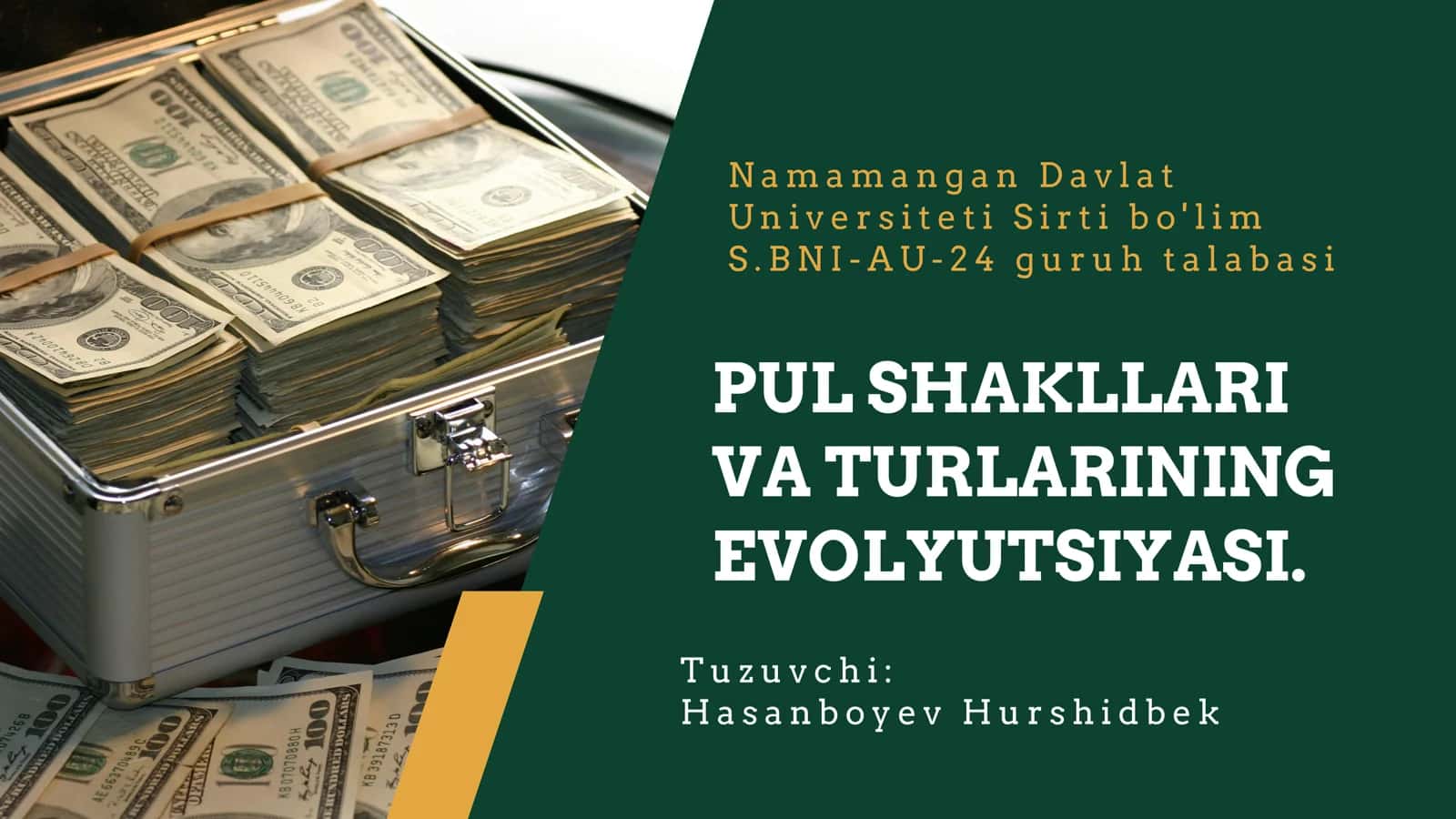 PUL SHAKLLARI VA TURLARINING EVOLYUTSIYASI