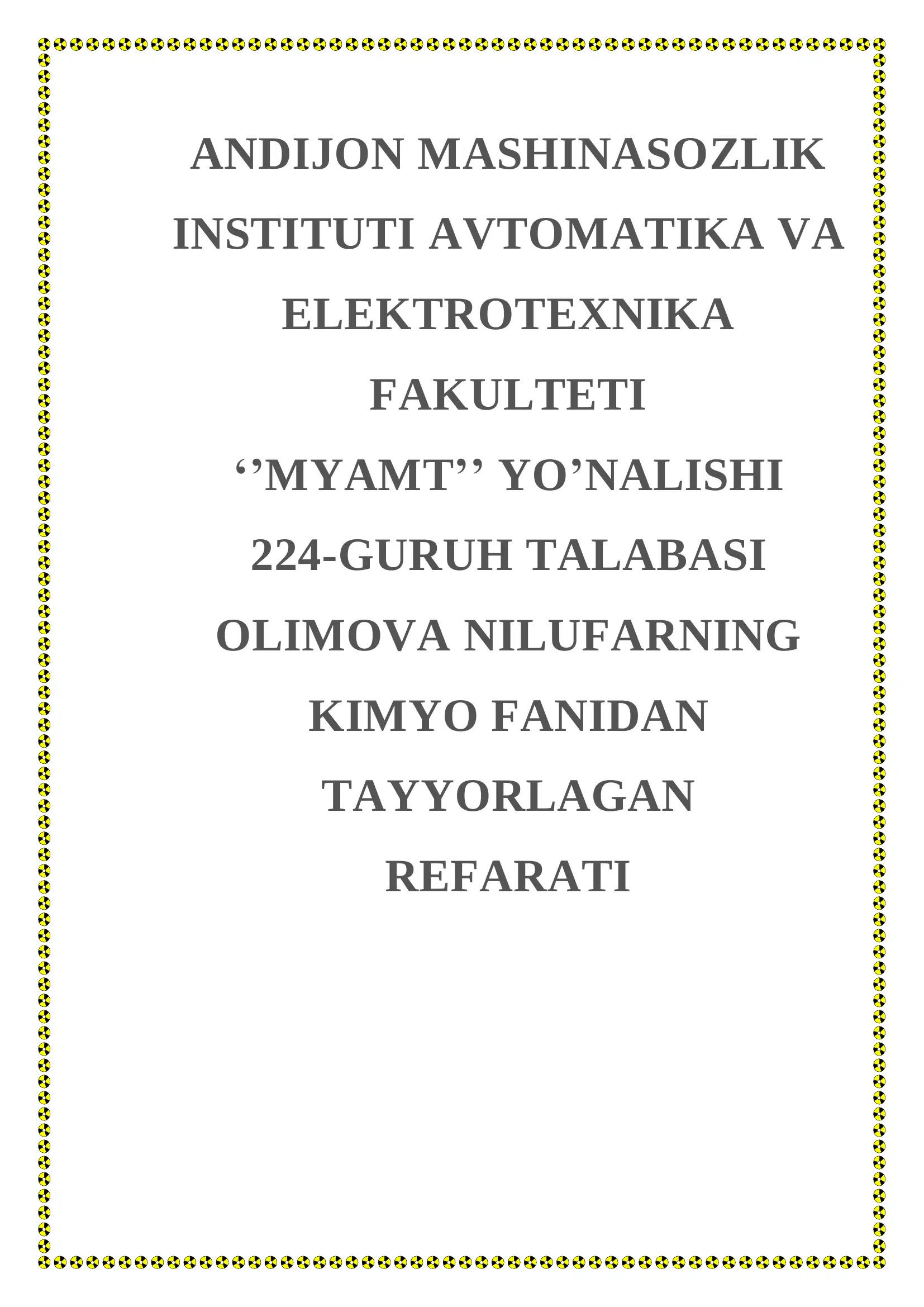 REFARATI D.I. MENDELEYEVNING KIMYOVIY ELEMENTLAR DAVRIY QONUNI VA DAVRIY SISTEMASI