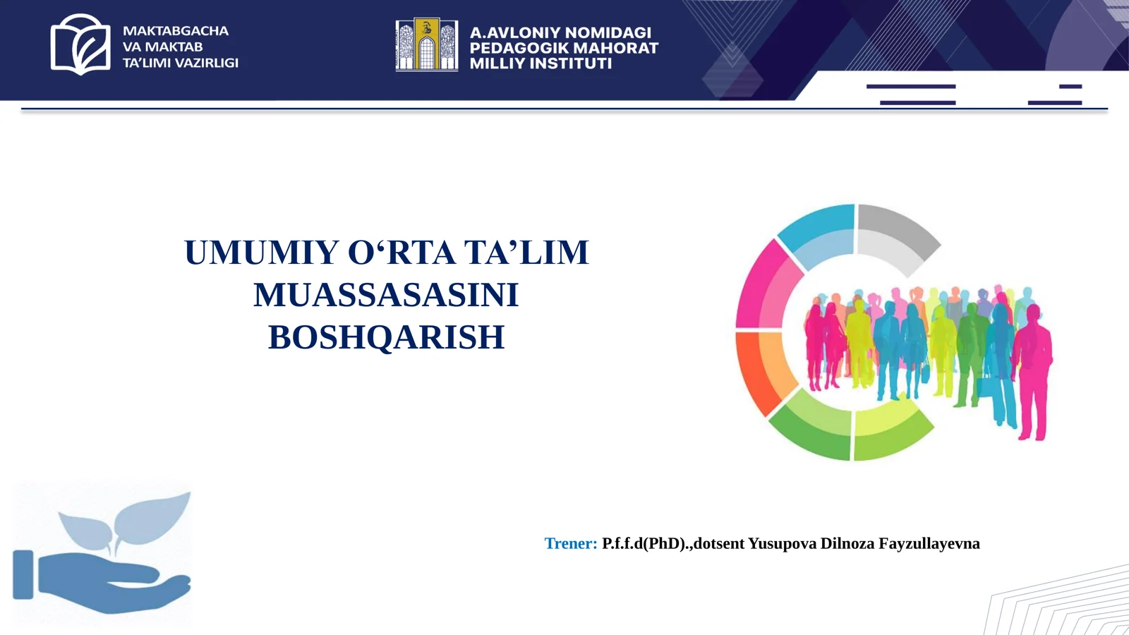 Menejerlik o'uv kursi tinglovchilari uchun  UMUMIY O‘RTA TA’LIM MUASSASASINI BOSHQARISH TRENING MAQSADI