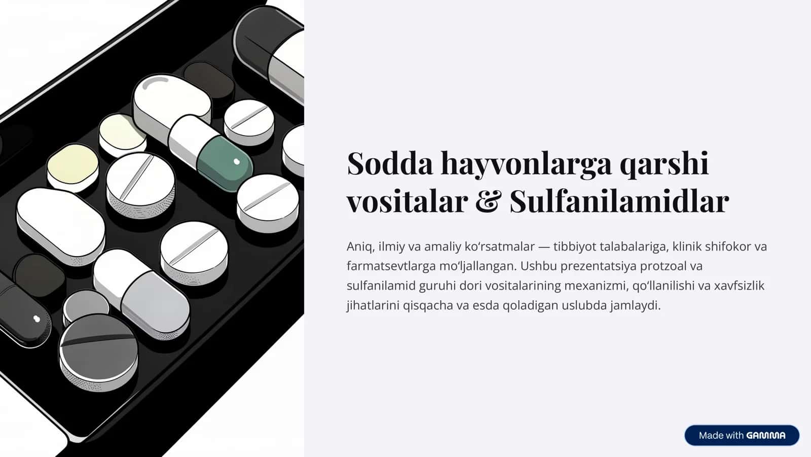 Sodda hayvonlarga qarshi vositalar & Sulfanilamidlar