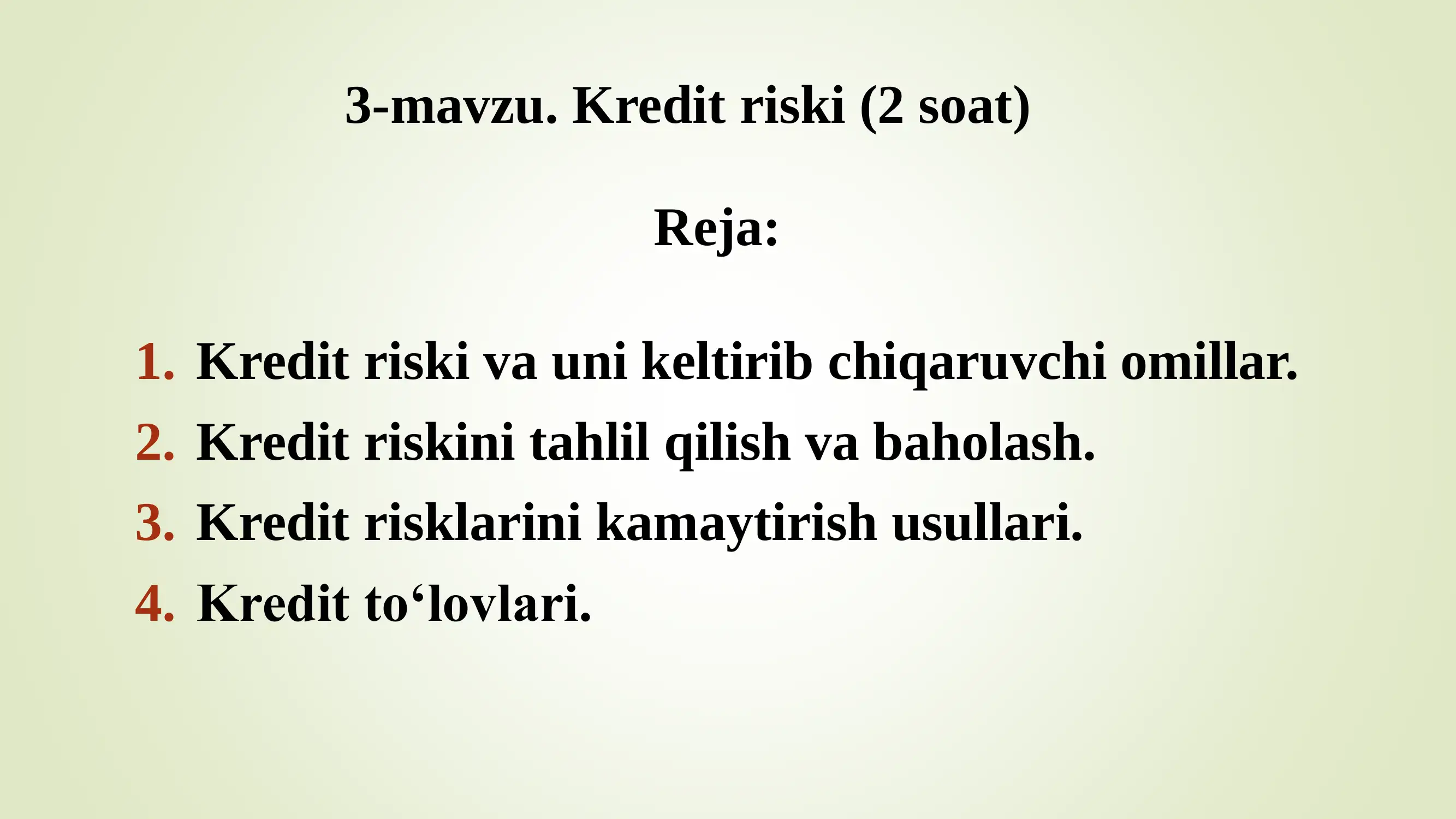 Kredit Riski va Uning Menejerlari