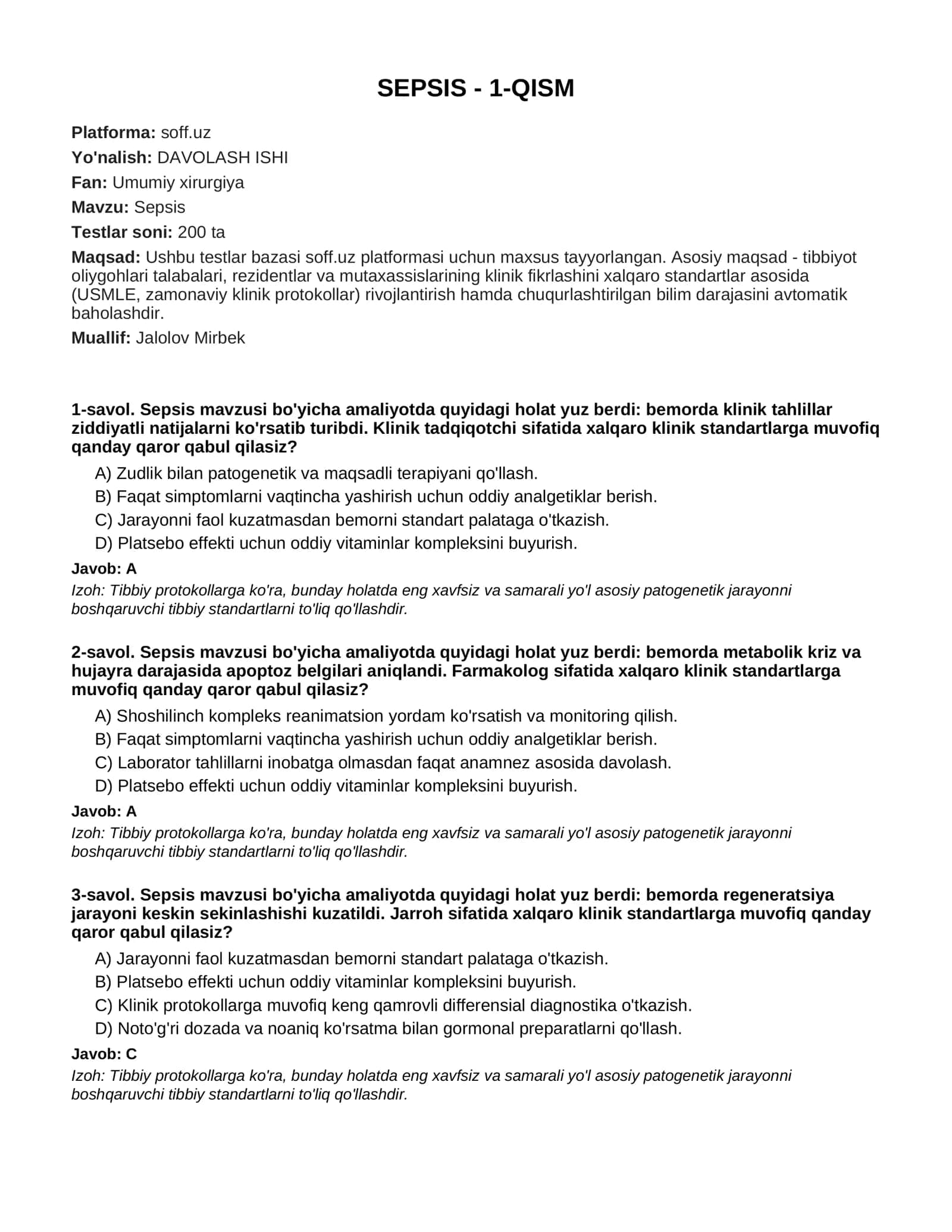 SEPSIS - 1-QISM