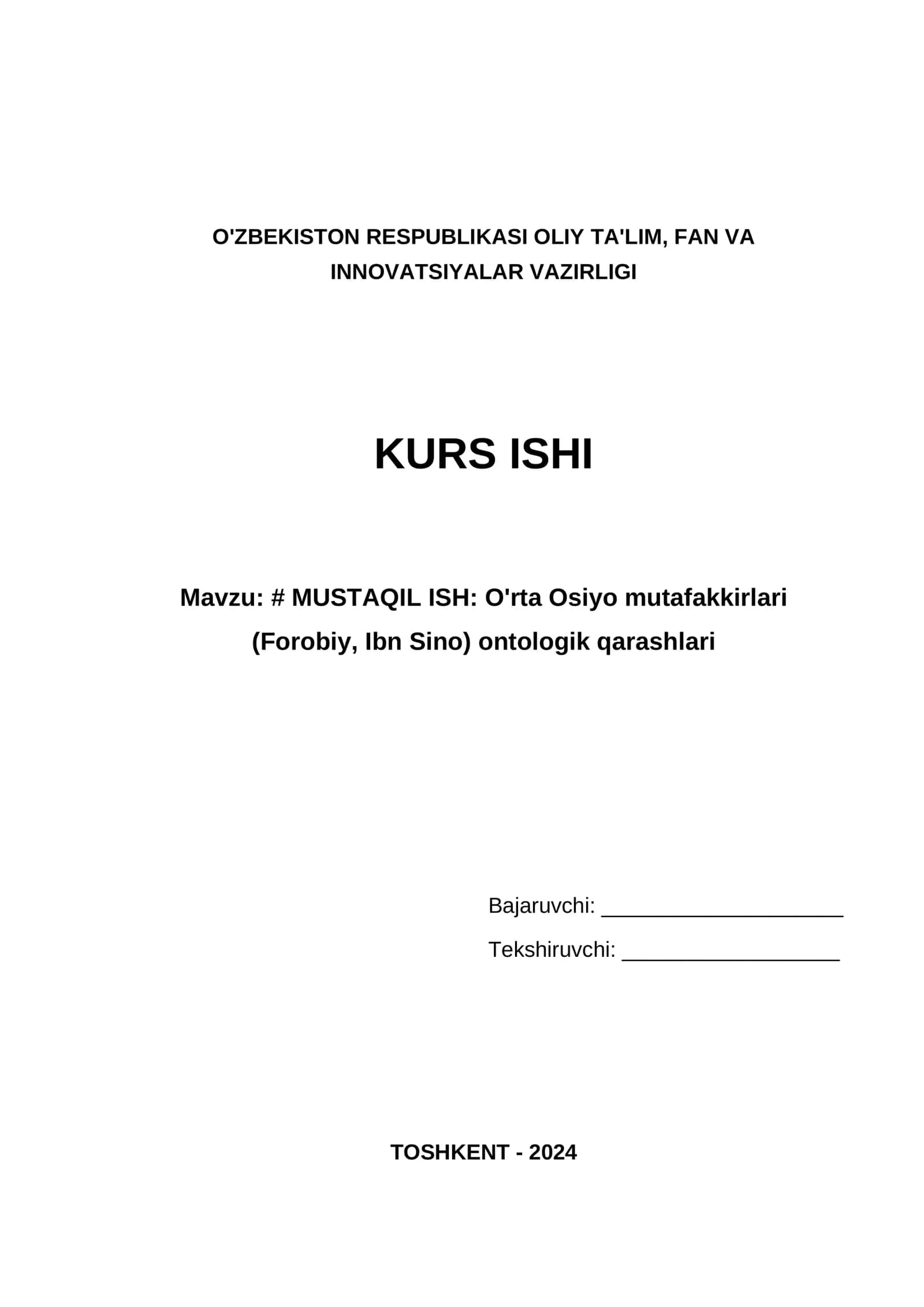 MUSTAQIL ISH: O'rta Osiyo mutafakkirlari