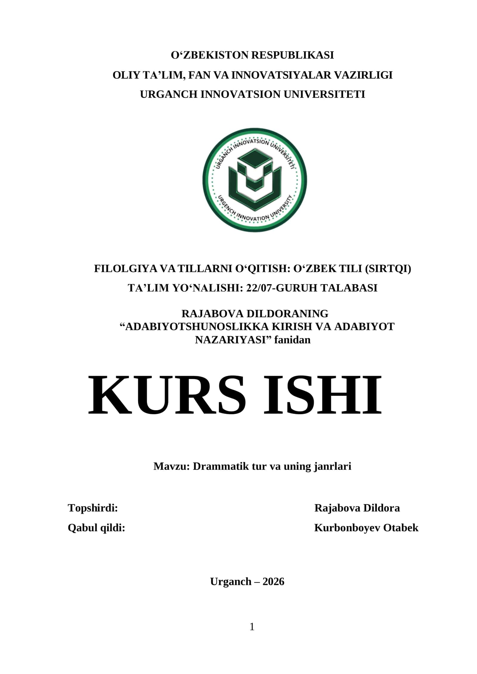 Drammatik tur va uning janrlari