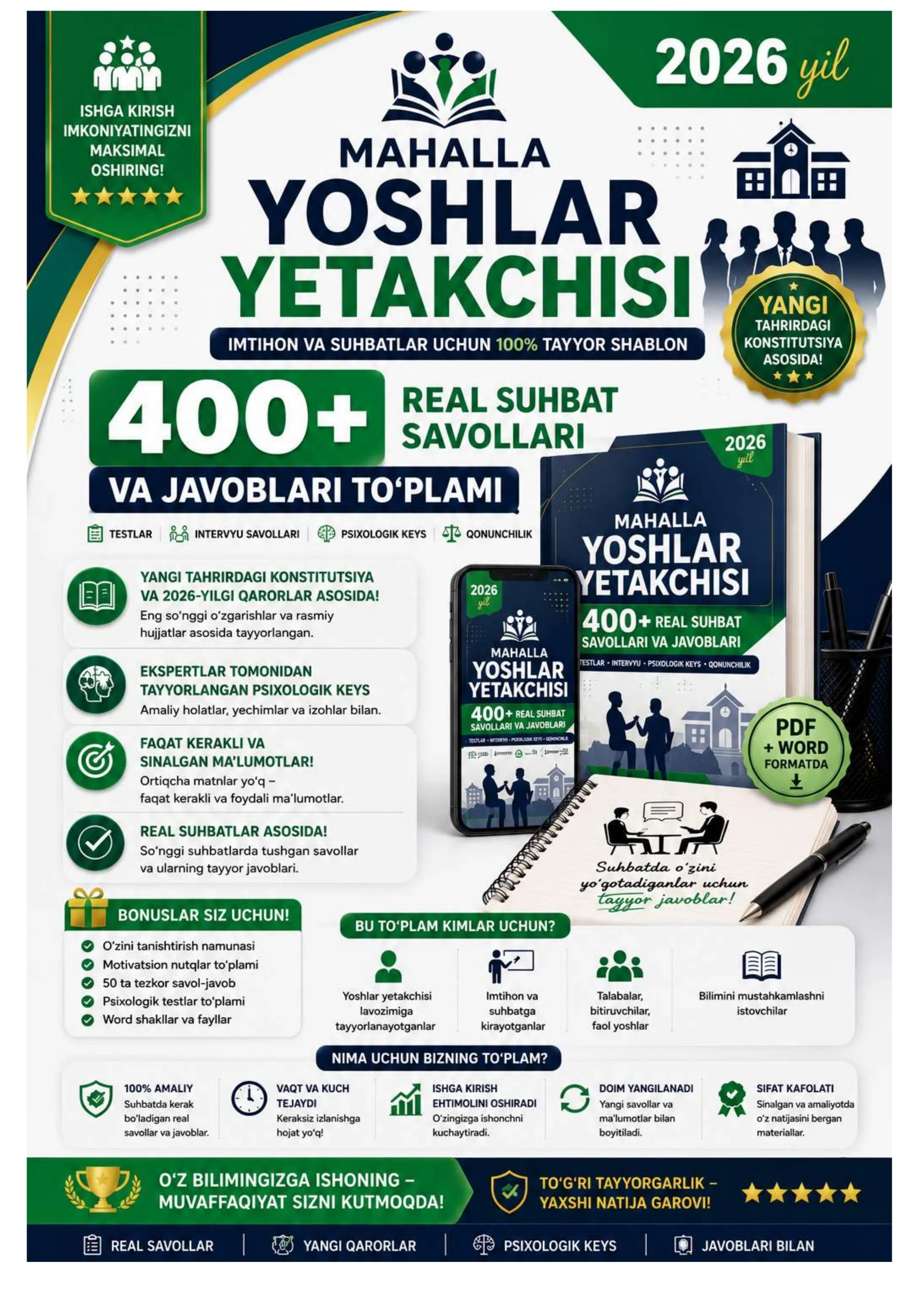 ARGOS 2026-YIL MAHALLA YOSHLAR YETAKCHISI SUHBAT SAVOLLARI VA JAVOBLARI 400 TA SAVOL VA JAVOB